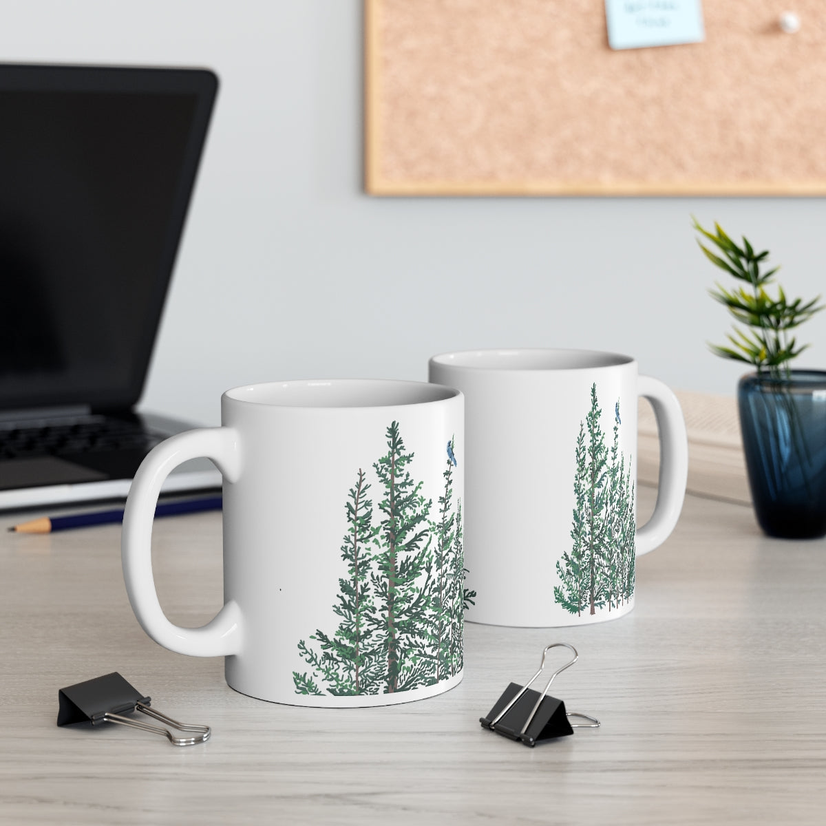 Green Pines Illustrated Coffee Mug
