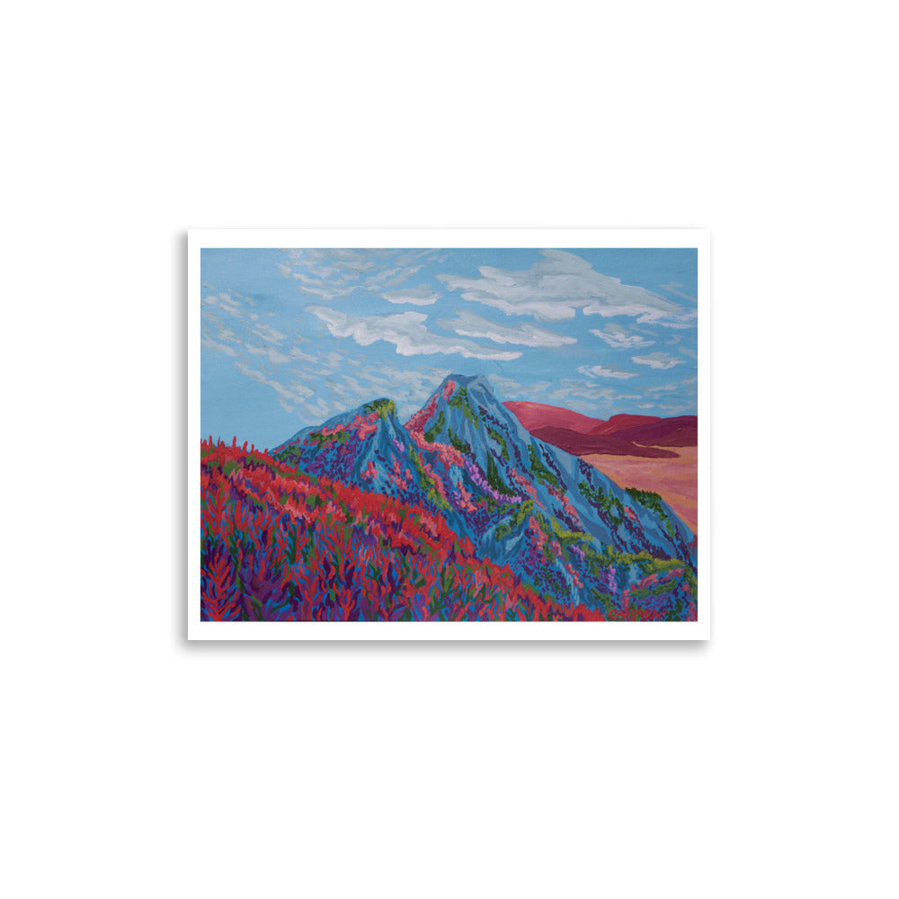 Scarlet Red Autumn Mountains Fine Art Giclee Print