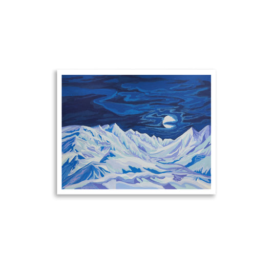 Luminous Moonlit Mountains Fine Art Giclee Print