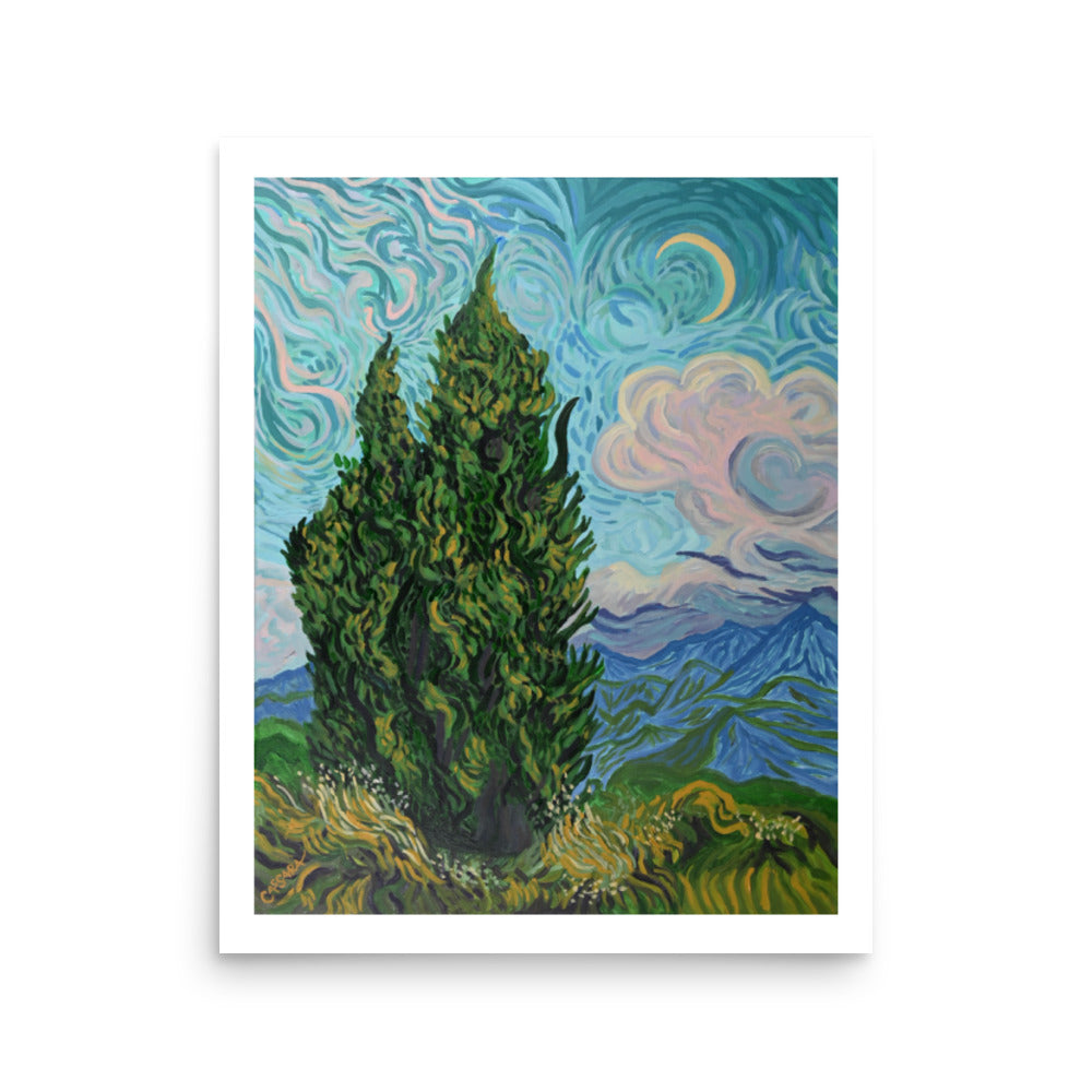 Cassara's Cypresses Fine Art Giclee Print