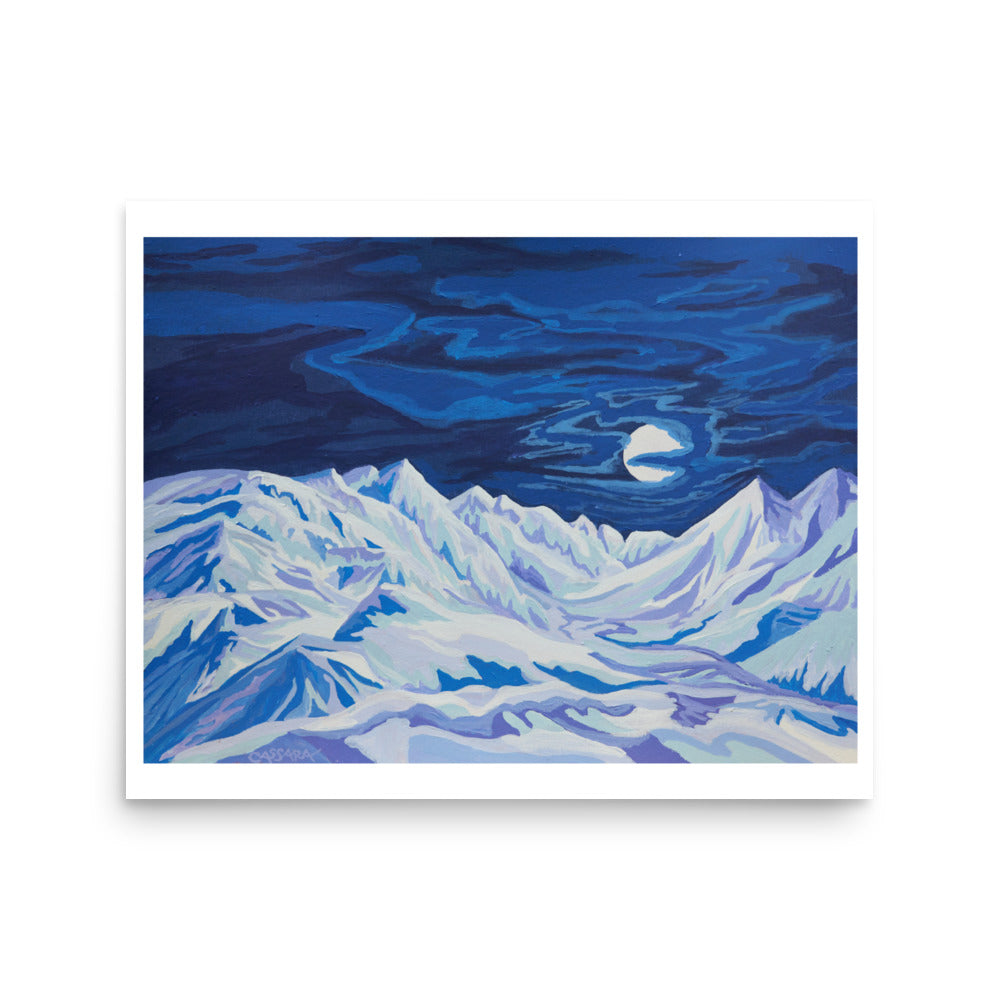 Luminous Moonlit Mountains Fine Art Giclee Print
