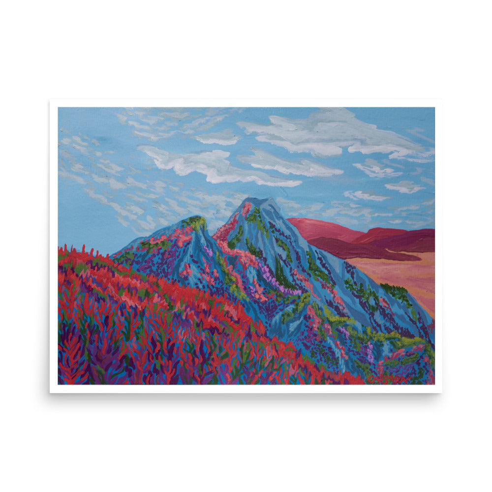 Scarlet Red Autumn Mountains Fine Art Giclee Print