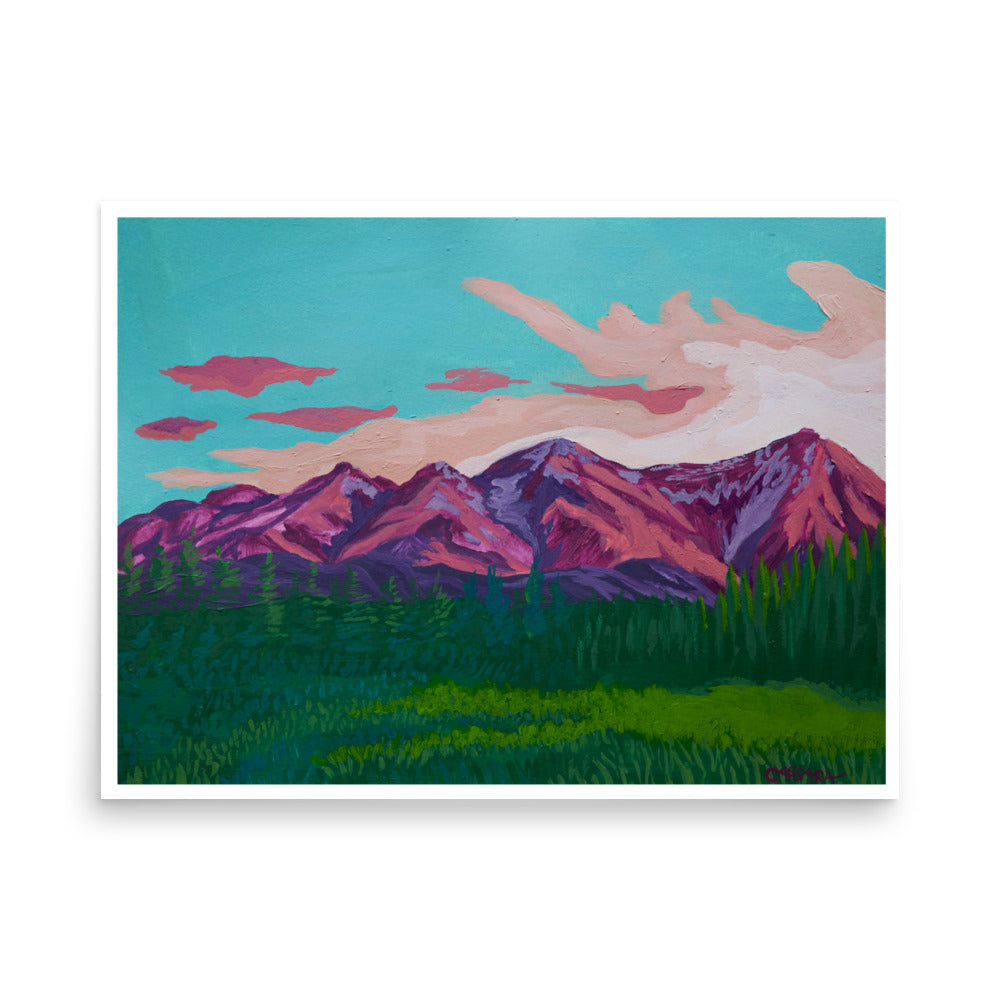 Blushing Sun Capped Peaks Fine Art Giclee Print