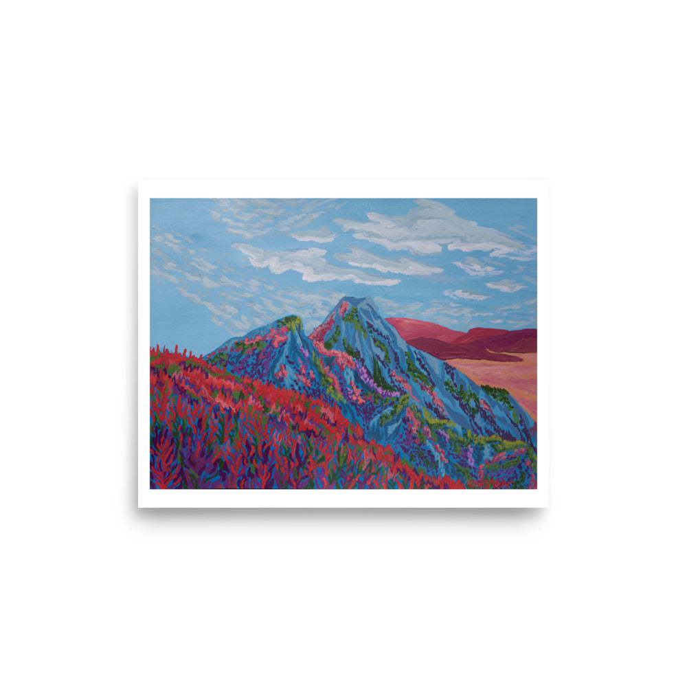 Scarlet Red Autumn Mountains Fine Art Giclee Print
