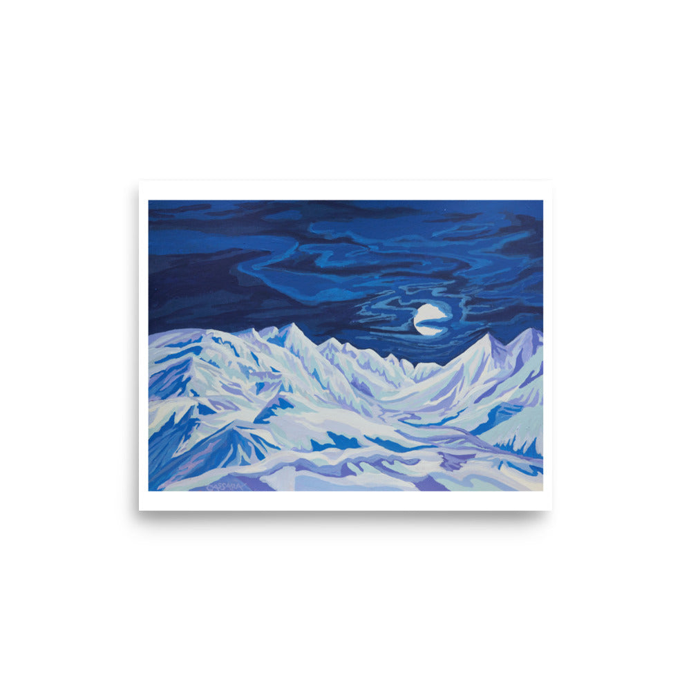 Luminous Moonlit Mountains Fine Art Giclee Print
