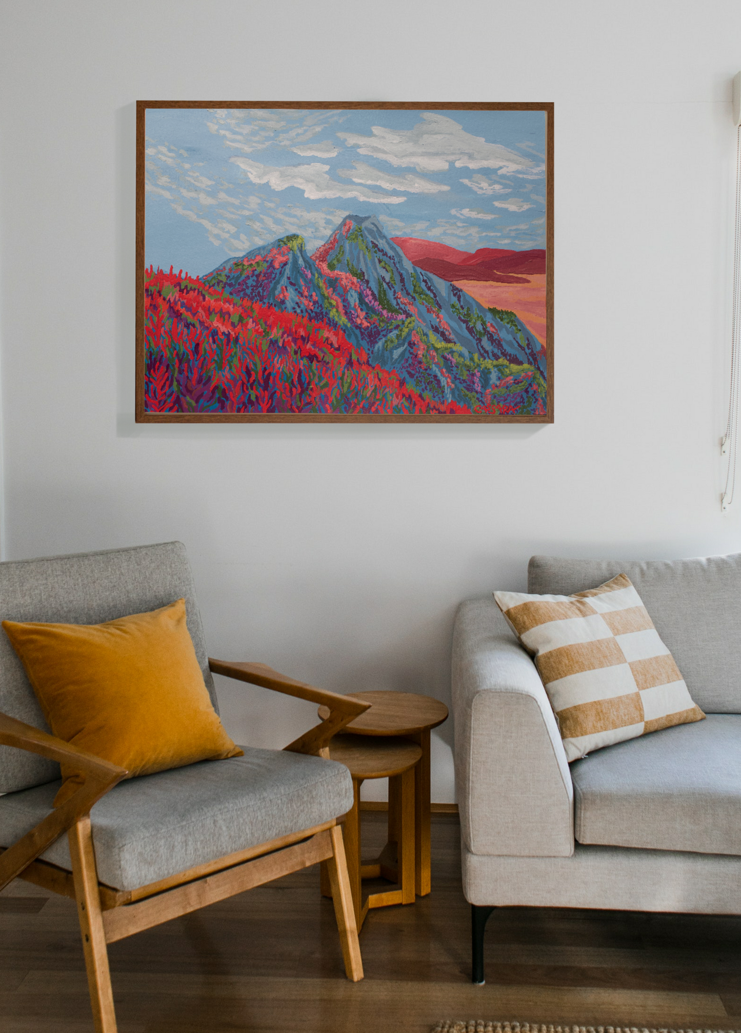 Scarlet Red Autumn Mountains Fine Art Giclee Print
