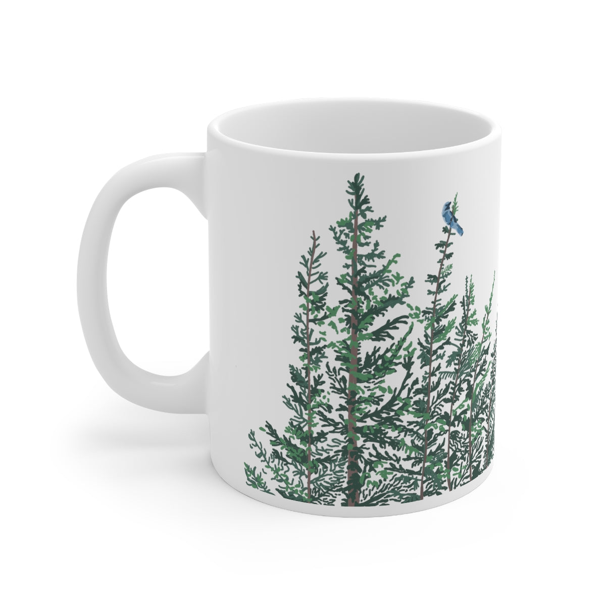 Green Pines Illustrated Coffee Mug