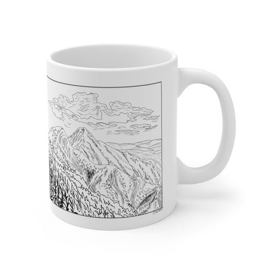 Billowing Mountain Forest Illustration Mug
