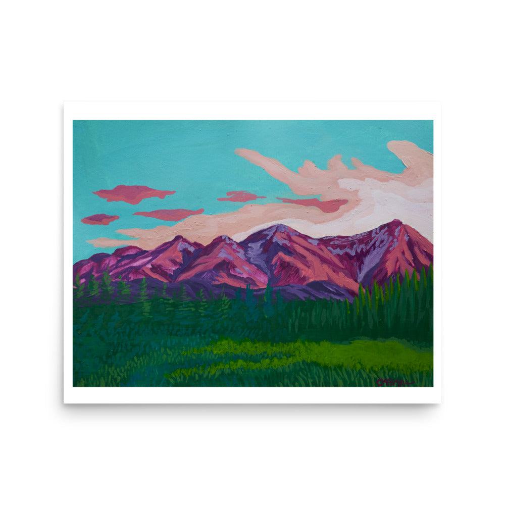 Blushing Sun Capped Peaks Fine Art Giclee Print